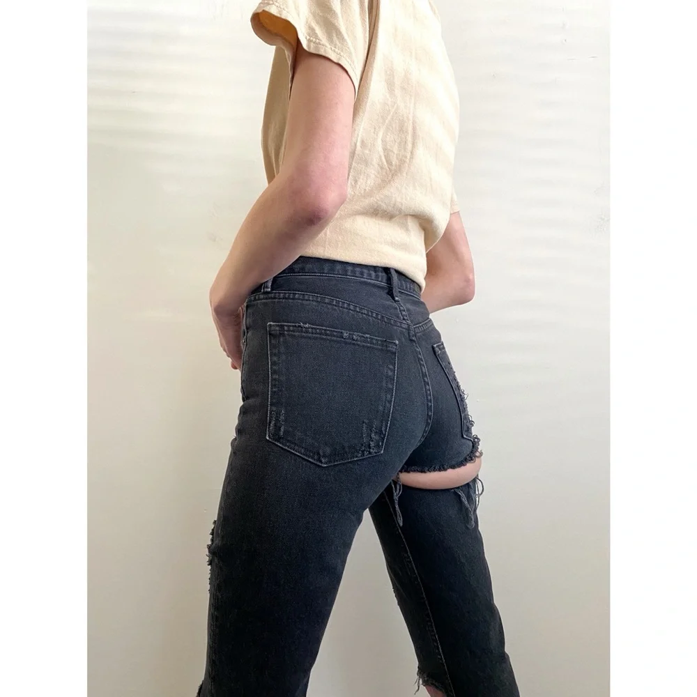 GRLFRND Denim Karolina Jeans in Travelin' Band Ripped Black jeans - Picture 7 of 9